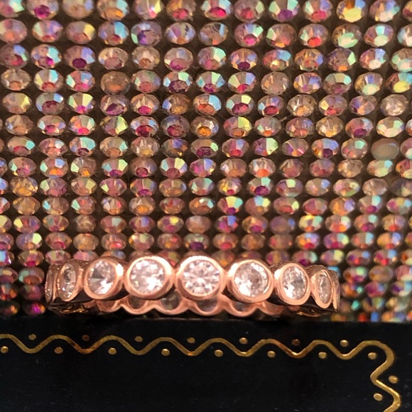 NWOT Sterling Silver Rose Goldplate Cubic Zirconia Anniversary Ring - Picture 1 of 9